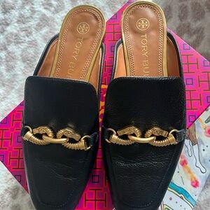 Tory Burch Jessa Backless Loafer Tumbled Leather Mule worn less than 6 times